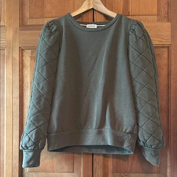 Evereve Tops Evereve Quilted Sleeve Sweatshirt Olive Green